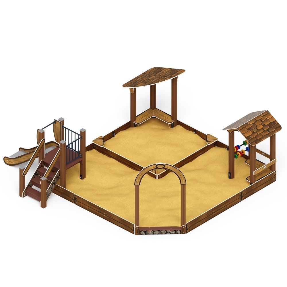 Песочный дворик с горкой ИО 6.01.05-02 (коричневый) 