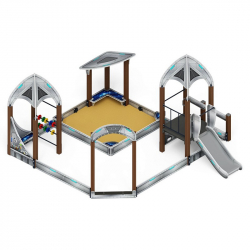 Песочный дворик с горкой Космопорт (Серый) - ИО 6.14.01-01 H=750