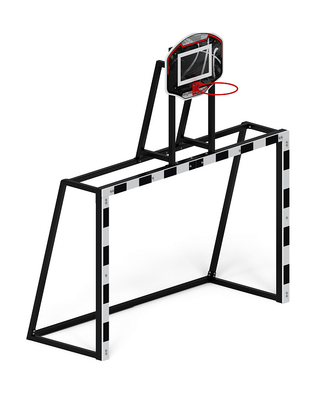Ворота мини футбольные с баскетбольным щитом (черные) (с креплением сетки) - СО 2.60.05-01 - фото, описание, цена