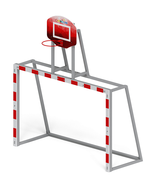 Ворота мини футбольные с баскетбольным щитом (красные) (с креплением сетки) - СО 2.60.05-02