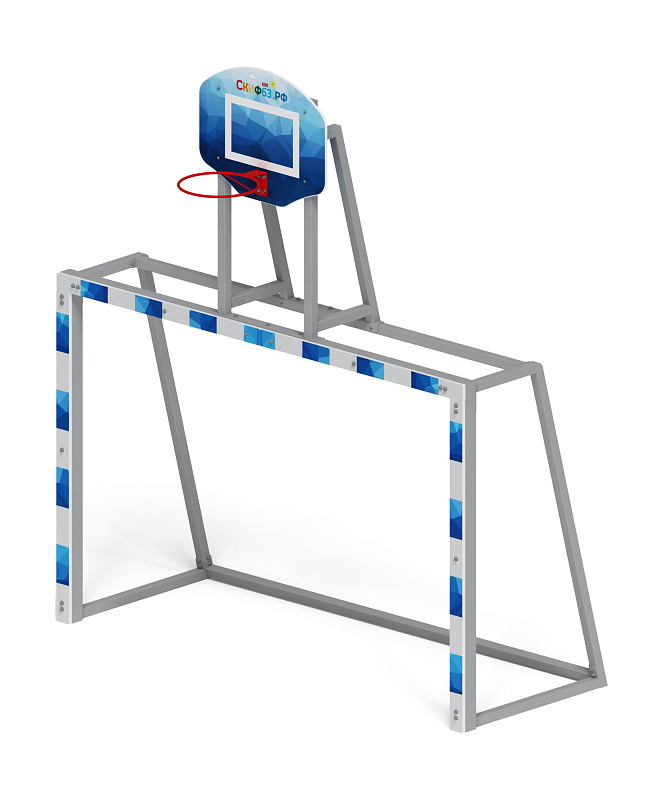 Ворота мини футбольные с баскетбольным щитом (синие) (с креплением сетки) - СО 2.60.05-03