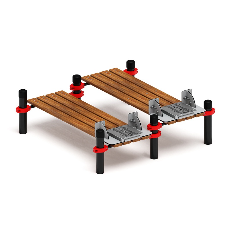 Воркаут 108. Гимнастическая скамья двойная из наклона положения сидя с линейкой (красный) ВТ 02.11-01 