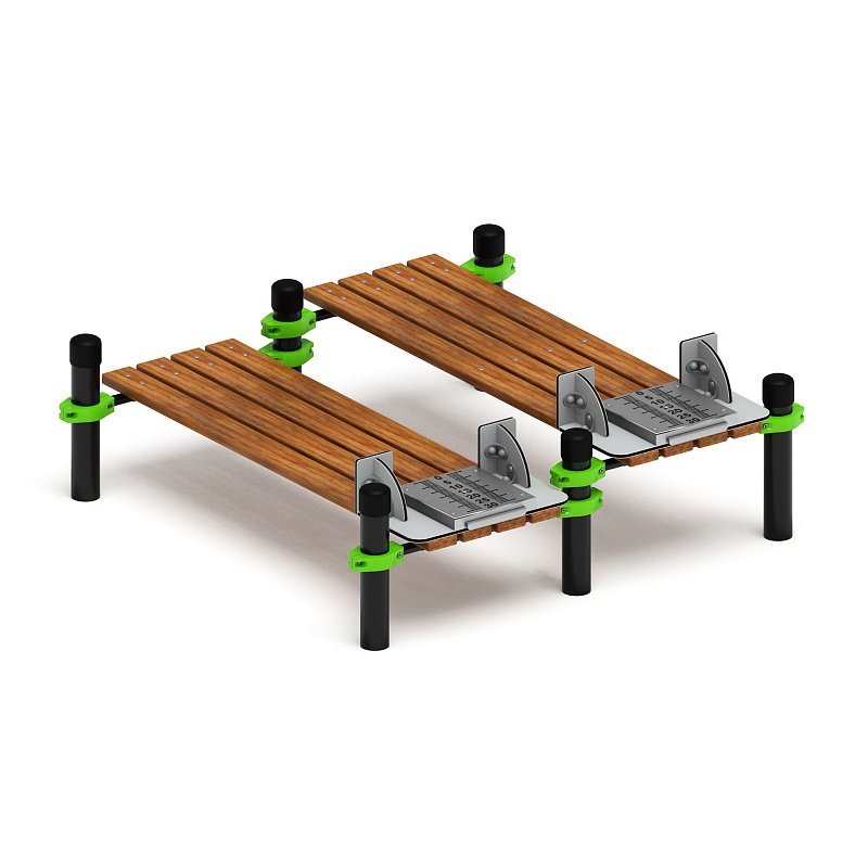 Воркаут 108. Гимнастическая скамья двойная из наклона положения сидя с линейкой (зеленый) ВТ 02.11-02 