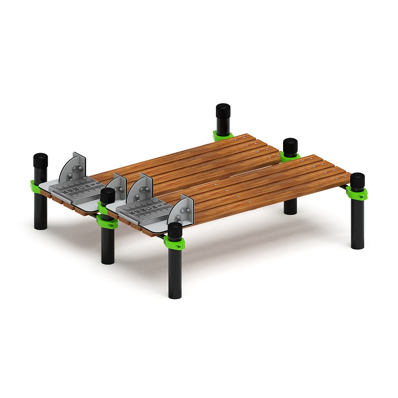 Воркаут 108. Гимнастическая скамья двойная из наклона положения сидя с линейкой (зеленый) ВТ 02.11-02 - фото, описание, цена