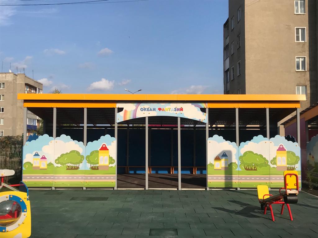 Теневой навес c принтами - для детских садов и площадок  СКИФ в Казахстане. Купить, цены, описание. 